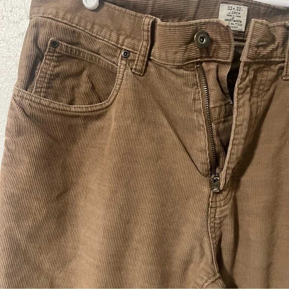 J. Crew Men’s Tan Corduroy Pants Size W33 X L32 Straight Leg 100% Cotton Chino
